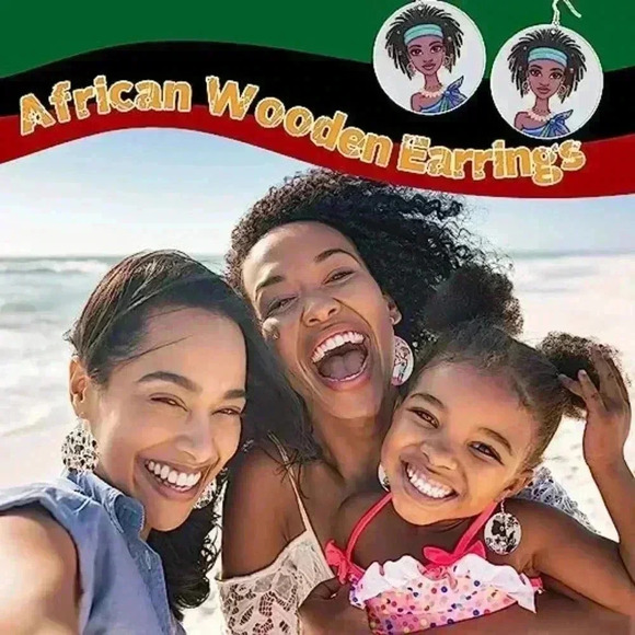 2 Pairs Juneteenth African Earrings - Picture 5 of 6